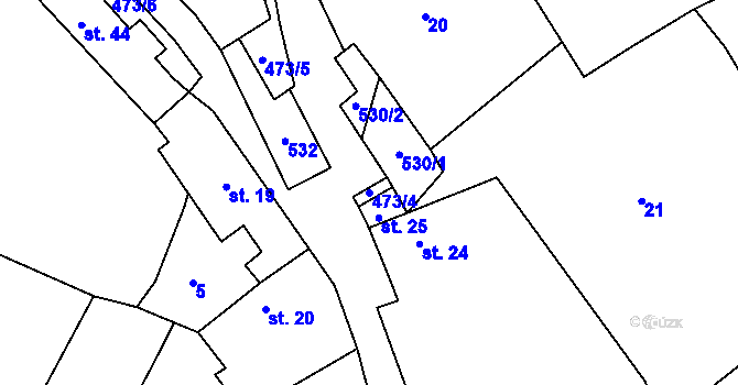 Parcela st. 473/4 v KÚ Volenice u Březnice, Katastrální mapa