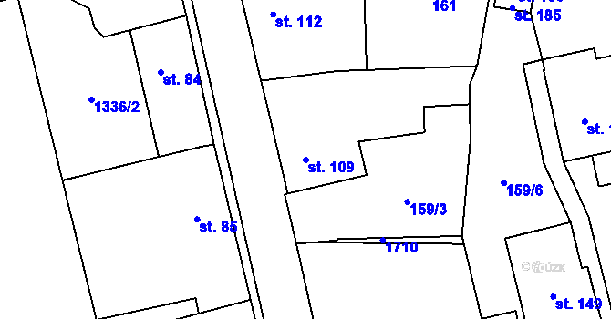 Parcela st. 109 v KÚ Volenice, Katastrální mapa