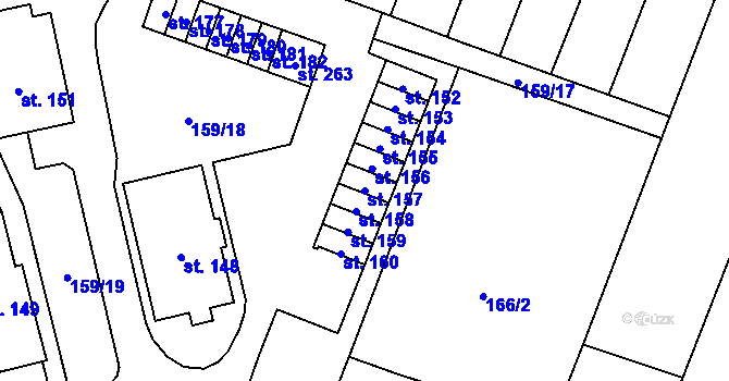 Parcela st. 157 v KÚ Volenice, Katastrální mapa