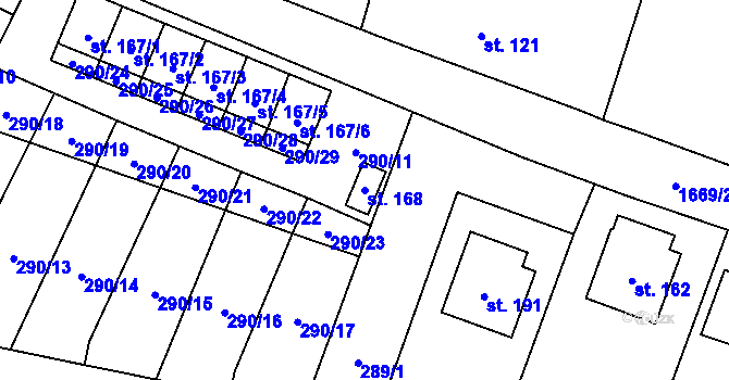 Parcela st. 168 v KÚ Volenice, Katastrální mapa