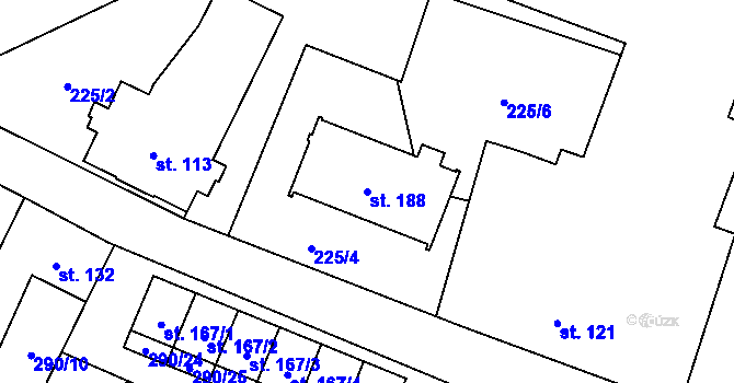 Parcela st. 188 v KÚ Volenice, Katastrální mapa
