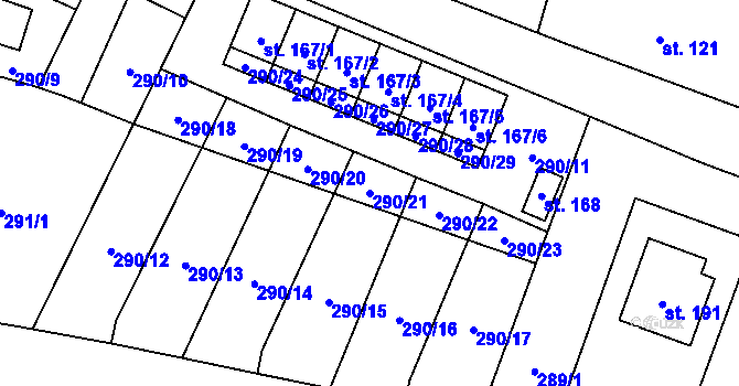 Parcela st. 290/21 v KÚ Volenice, Katastrální mapa