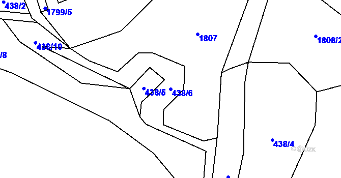 Parcela st. 438/6 v KÚ Volenice, Katastrální mapa