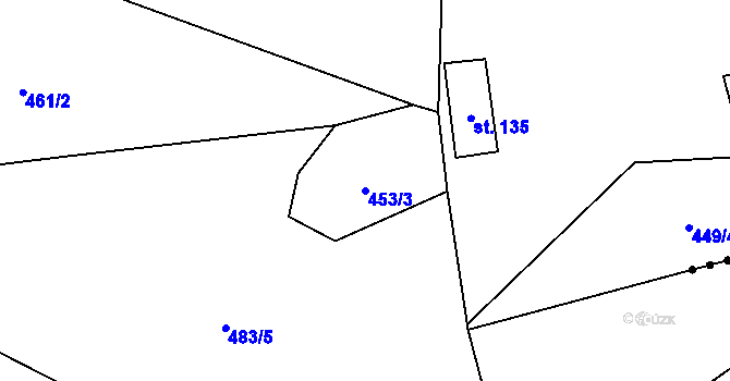 Parcela st. 453/3 v KÚ Volenice, Katastrální mapa
