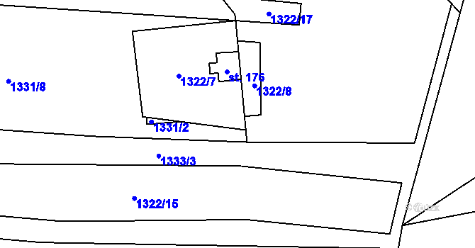 Parcela st. 1322/10 v KÚ Volenice, Katastrální mapa