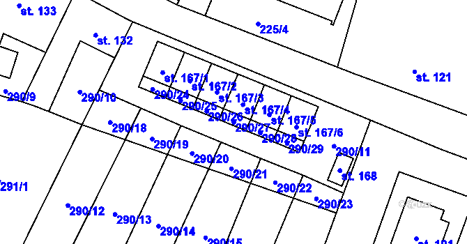 Parcela st. 290/27 v KÚ Volenice, Katastrální mapa