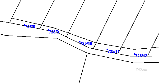 Parcela st. 725/10 v KÚ Volenice, Katastrální mapa