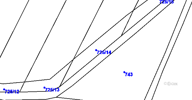 Parcela st. 725/14 v KÚ Volenice, Katastrální mapa