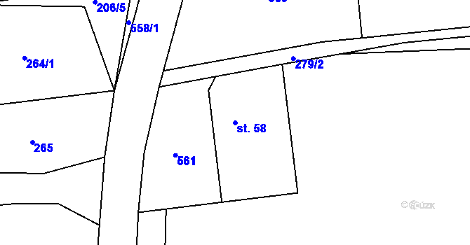 Parcela st. 58 v KÚ Voletice, Katastrální mapa