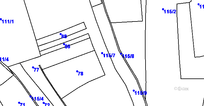 Parcela st. 115/7 v KÚ Voletice, Katastrální mapa