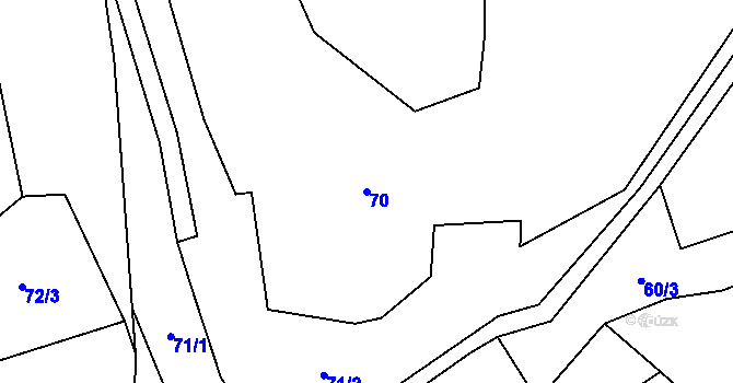 Parcela st. 70 v KÚ Debrné, Katastrální mapa