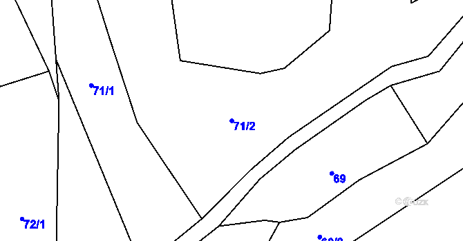 Parcela st. 71/2 v KÚ Debrné, Katastrální mapa