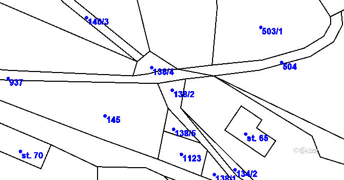 Parcela st. 138/2 v KÚ Debrné, Katastrální mapa