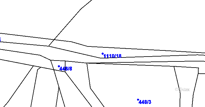 Parcela st. 1110/18 v KÚ Debrné, Katastrální mapa