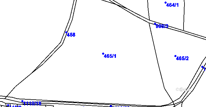 Parcela st. 465/1 v KÚ Debrné, Katastrální mapa