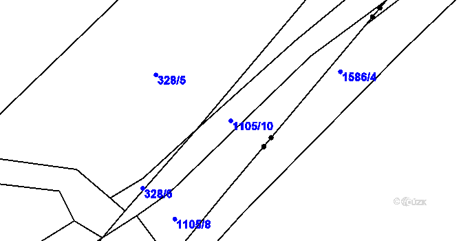 Parcela st. 1105/10 v KÚ Debrné, Katastrální mapa