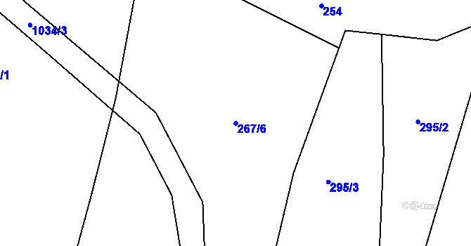 Parcela st. 267/6 v KÚ Debrné, Katastrální mapa