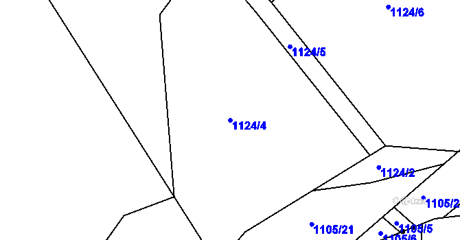 Parcela st. 1124/4 v KÚ Debrné, Katastrální mapa