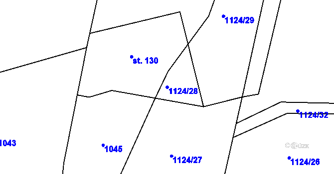 Parcela st. 1124/28 v KÚ Debrné, Katastrální mapa