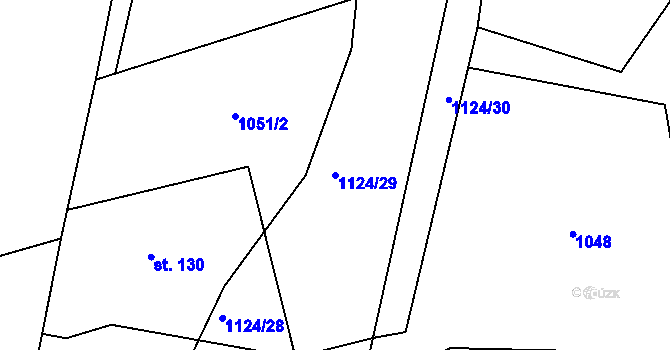 Parcela st. 1124/29 v KÚ Debrné, Katastrální mapa
