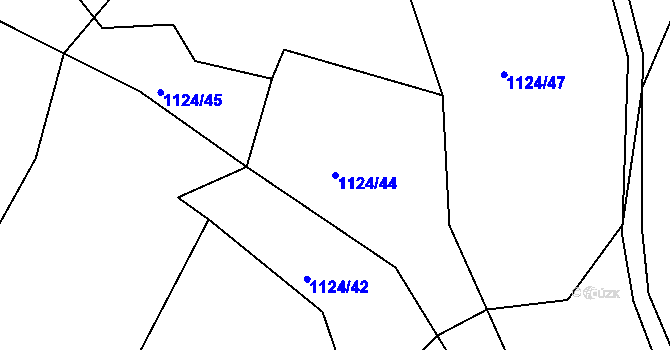 Parcela st. 1124/44 v KÚ Debrné, Katastrální mapa