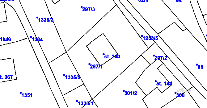 Parcela st. 240 v KÚ Voletiny, Katastrální mapa