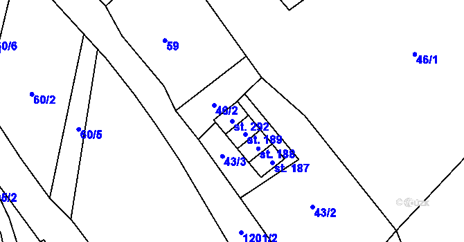 Parcela st. 292 v KÚ Voletiny, Katastrální mapa