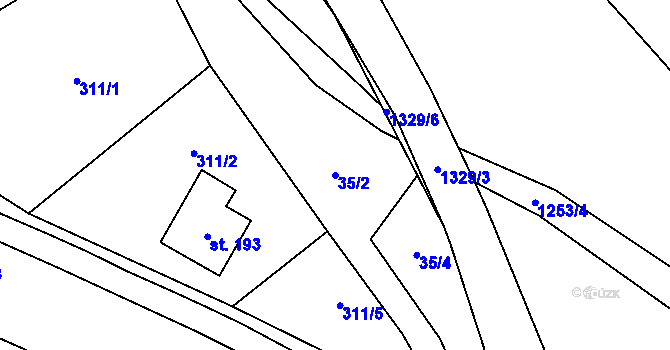 Parcela st. 35/2 v KÚ Voletiny, Katastrální mapa
