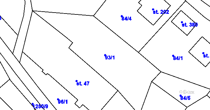 Parcela st. 93/1 v KÚ Voletiny, Katastrální mapa