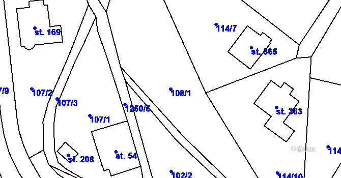 Parcela st. 108/1 v KÚ Voletiny, Katastrální mapa