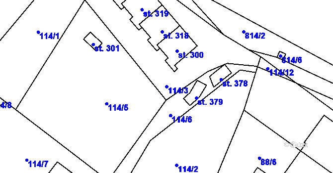 Parcela st. 114/3 v KÚ Voletiny, Katastrální mapa