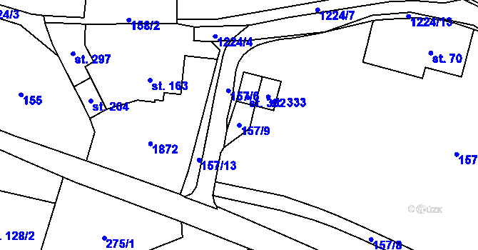 Parcela st. 157/9 v KÚ Voletiny, Katastrální mapa