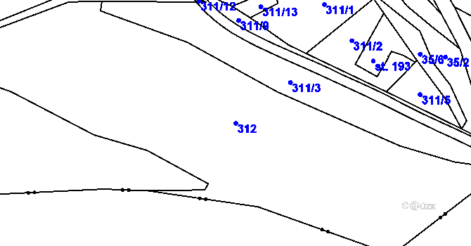 Parcela st. 312 v KÚ Voletiny, Katastrální mapa