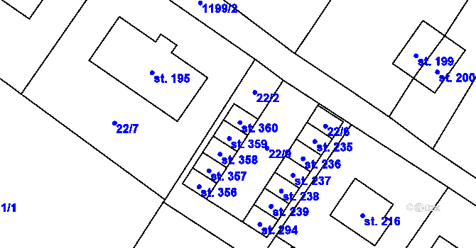 Parcela st. 360 v KÚ Voletiny, Katastrální mapa