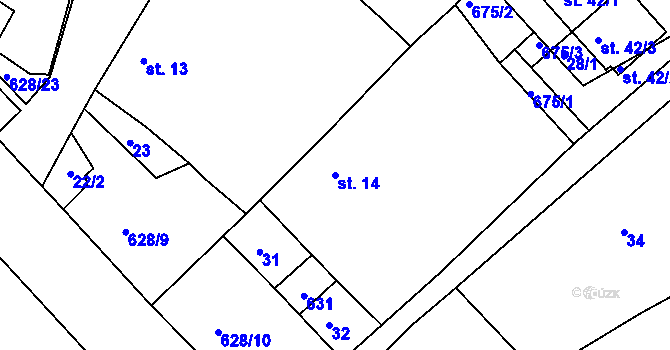 Parcela st. 14 v KÚ Volevčice u Telče, Katastrální mapa