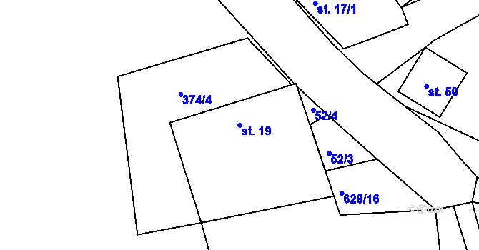 Parcela st. 19 v KÚ Volevčice u Telče, Katastrální mapa