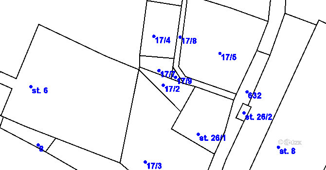 Parcela st. 17/2 v KÚ Volevčice u Telče, Katastrální mapa