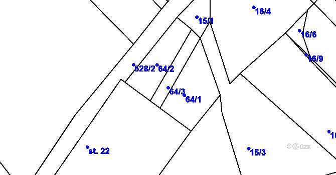 Parcela st. 64/3 v KÚ Volevčice u Telče, Katastrální mapa