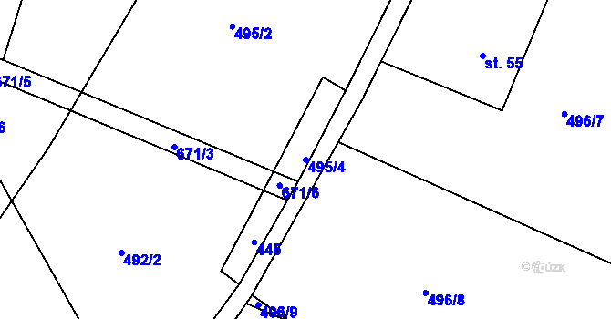 Parcela st. 495/4 v KÚ Volevčice u Telče, Katastrální mapa