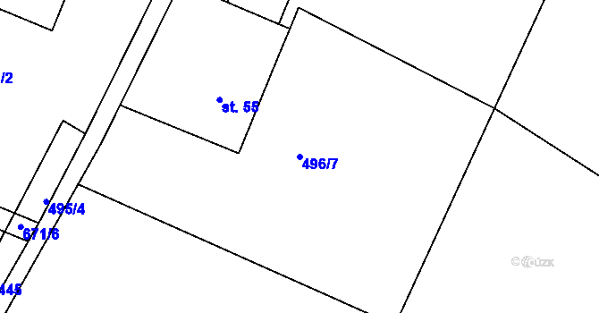 Parcela st. 496/7 v KÚ Volevčice u Telče, Katastrální mapa