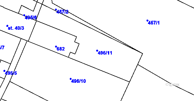 Parcela st. 496/11 v KÚ Volevčice u Telče, Katastrální mapa