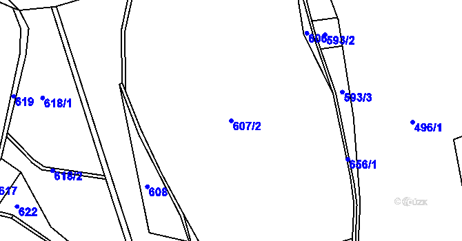 Parcela st. 607/2 v KÚ Volevčice u Telče, Katastrální mapa