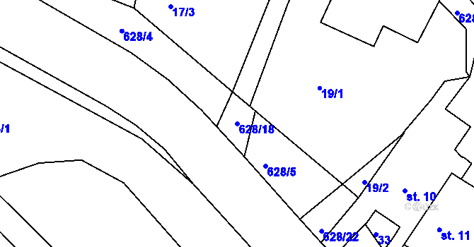 Parcela st. 628/18 v KÚ Volevčice u Telče, Katastrální mapa