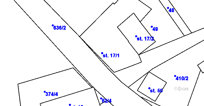 Parcela st. 17/1 v KÚ Volevčice u Telče, Katastrální mapa