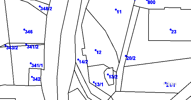 Parcela st. 12 v KÚ Volfartice, Katastrální mapa
