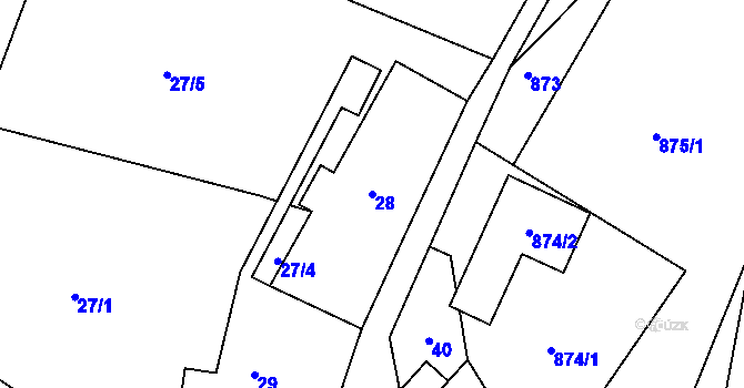 Parcela st. 28 v KÚ Volfartice, Katastrální mapa