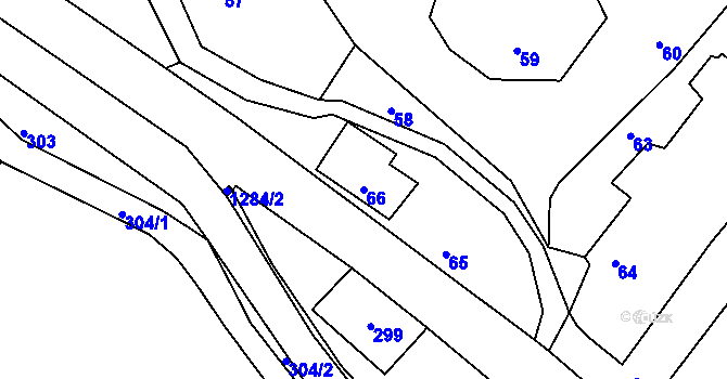 Parcela st. 66 v KÚ Volfartice, Katastrální mapa