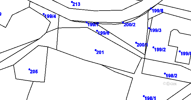 Parcela st. 201 v KÚ Volfartice, Katastrální mapa