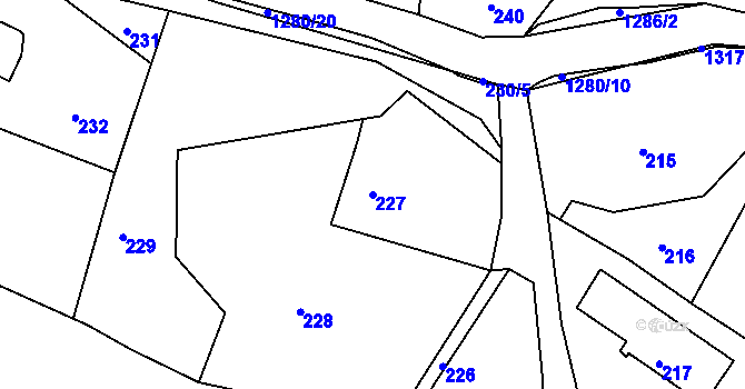 Parcela st. 227 v KÚ Volfartice, Katastrální mapa