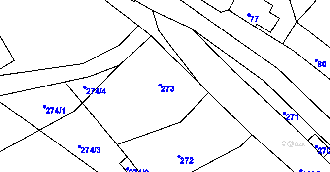 Parcela st. 273 v KÚ Volfartice, Katastrální mapa